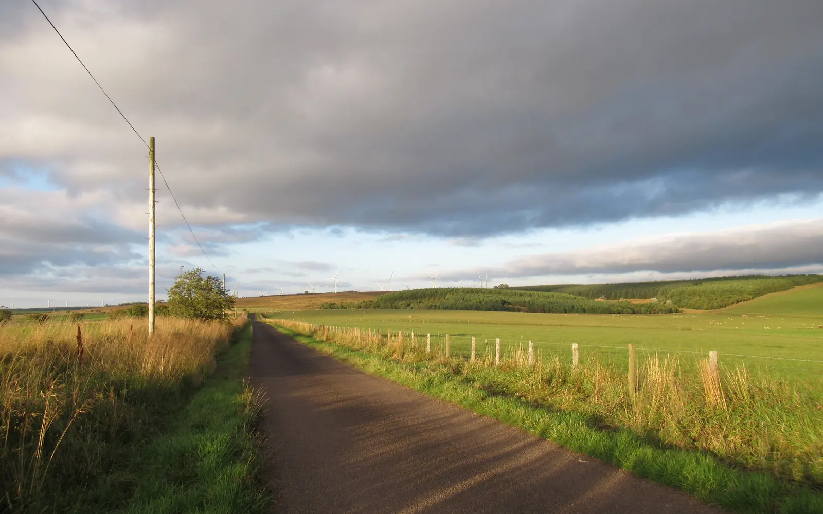 Gair Road running through farmland near Carluke