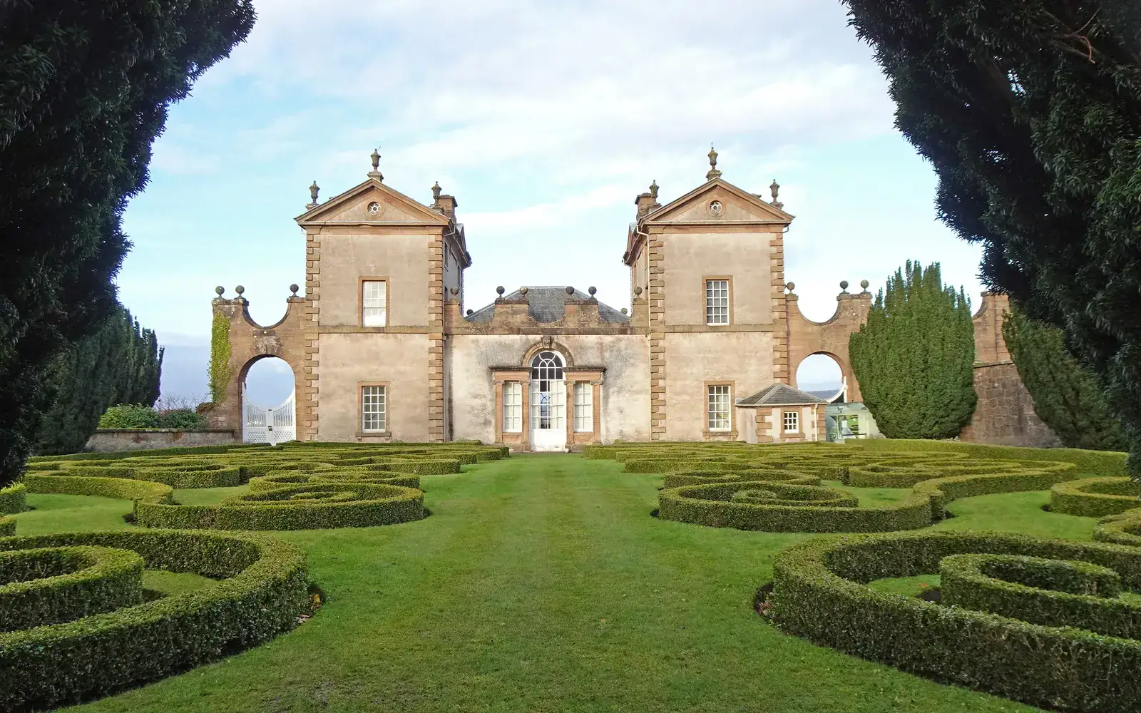 Chatelherault Hunting Lodge and its parterre garden near Hamilton
