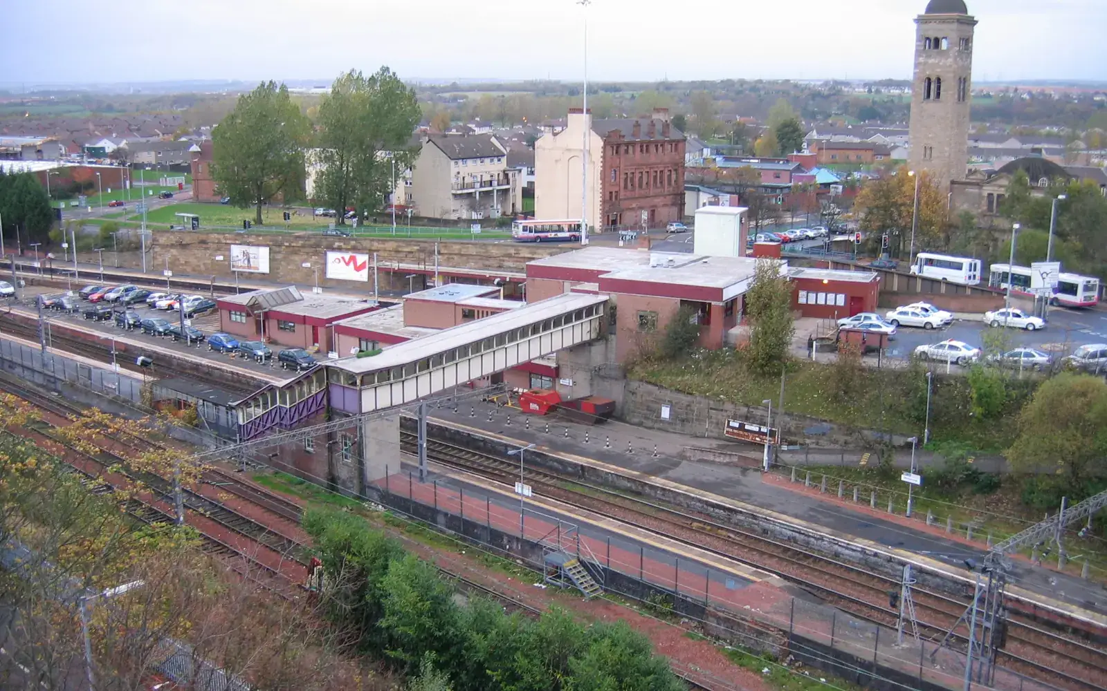 Motherwell town centre seen from above the railway station
